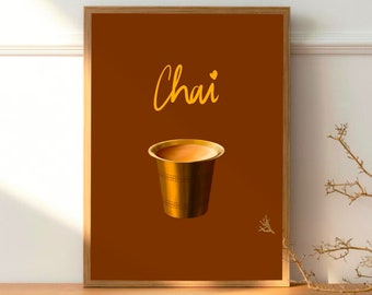 Chai Tea Printable Wall Art, South Asian Wall Art, Indian Art, Kitchen Wall Art, Chai Wall Art, Indian chai Art, Indian Kitchen Art