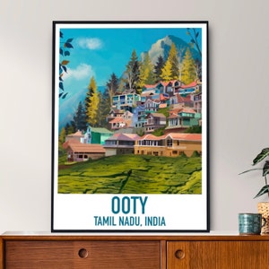 Ooty Poster Tamil Nadu South India Digital Print download India Travel Memory Poster, Wall Art Print India Gift Hill Station image 3