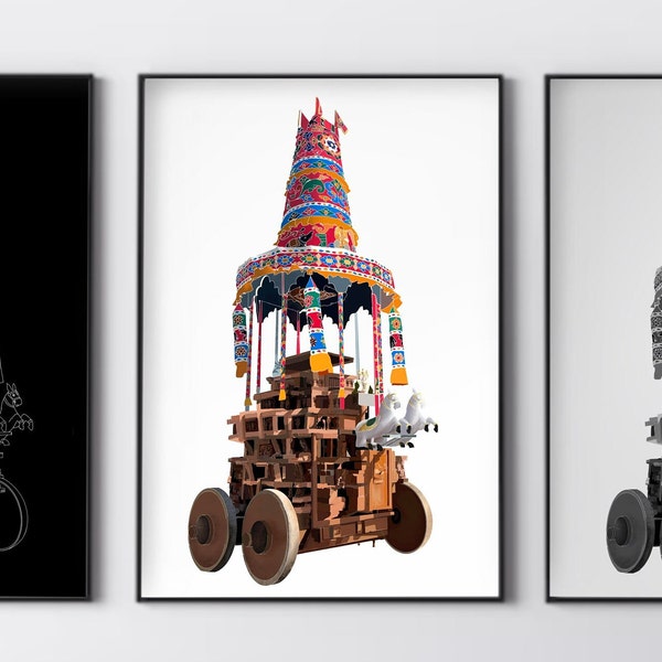 Temple Chariot Painting Temple South Asia South India Digital Print download Mind Body Soul Spirit Poster Instant Download