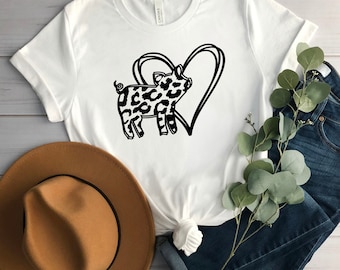 Pig Leopard heart Tee , pig t-shirt, Farm Life shirt, Gift for her, Unisex ,Gift for Women, Country Living t-shirt, 4H Tee, Fair life Tee