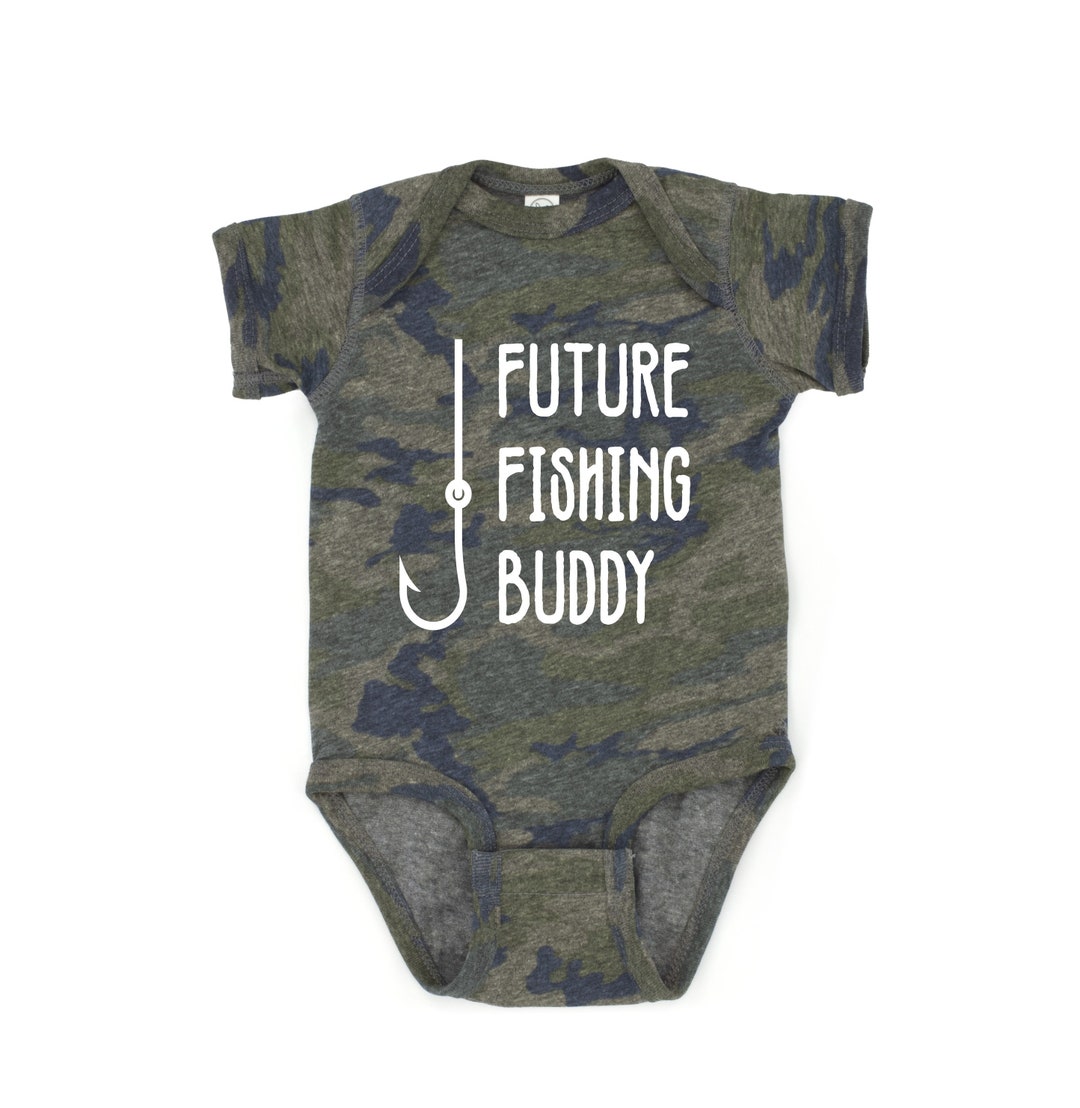 Camo Future Fishing Buddy Onesie®, Unisex Onesie®, Baby Girl, Baby Boy