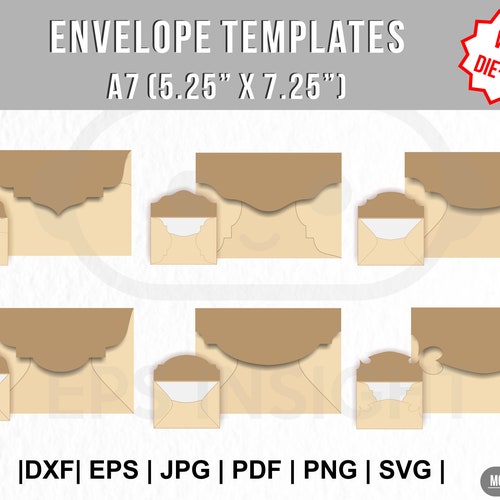 A7 Envelope Template SVG Bundle. Wedding Envelope SVG. Etsy