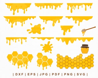 Honey Drippng Border svg. Dripping Border Bundle. Honey Dripping svg. Honeycomb svg. Melting SVG. Choco Blood Slime Dripping Cricut Cut file