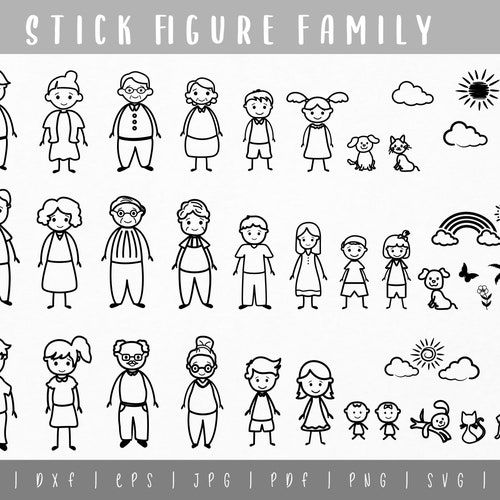 Stick Figure Family Decal #6 - Car Window Vinyl Sticker For Van, Bike, Laptop