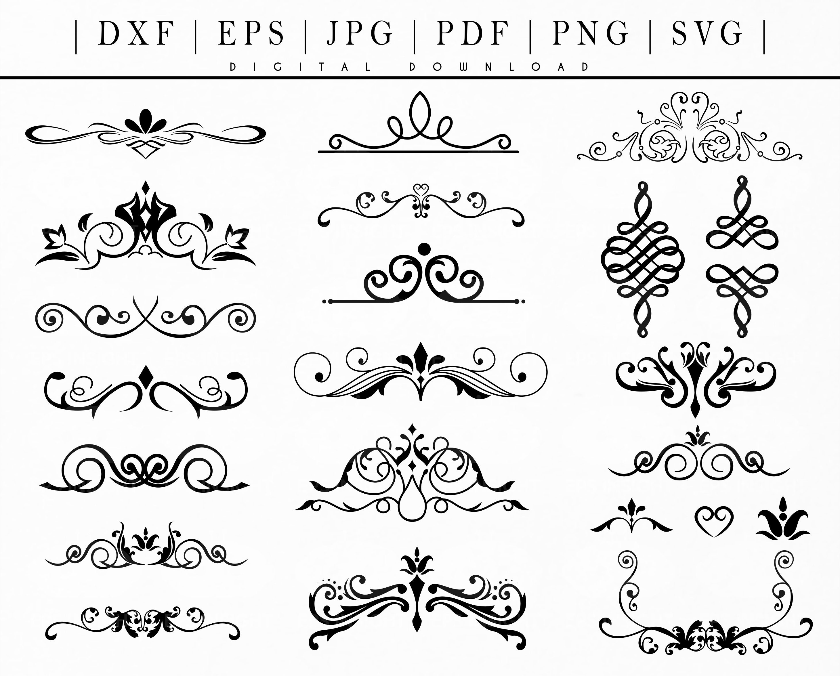 Florecer svg. Adornos decorativos svg. Swish svg. Texto Etsy España