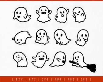 Cute Ghost svg. Pacote de Ghost svg. Halloween svg. Arquivo de corte Ghost. Spooky svg. Boo svg. Clipart de Halloween. Cute Ghost PNG silhueta cricut