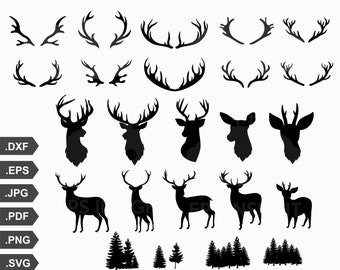 Deer svg Bundle. Deers SVG. Deer Head svg. Elk Deer svg. Deer Antlers svg. Wild Animal Silhouette Cricut. Deer Hunting Adventure svg cutting