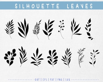 Silhouette Leaves Bundle svg. Hand Drawn Leaves svg. Branches svg file. Leaf Border svg. Leaf Hand Drawn outline silhouette cricut cut file