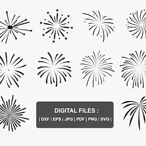 Firework SVG-bundel. Vuurwerk silhouet. 4 juli SVG. Patriottische Dag svg. Independence Day Svg. Vuurwerk PNG Clipart. Firework cutfiles