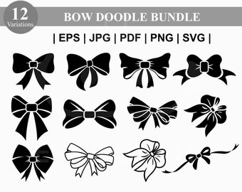 Fascio di fiocco svg, Papillon svg, Nastro svg, Fiocco SVG, Fascio fiocco capelli svg, Cheer Bow Svg, Bow silhouette PNG DXF per Cricut e file di taglio