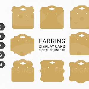 Scheda display orecchini SVG. Modello porta orecchini. Orecchino Hang Tag svg. Jewelry Display Card svg. Pacchetto svg earring card. Carta gioielli svg