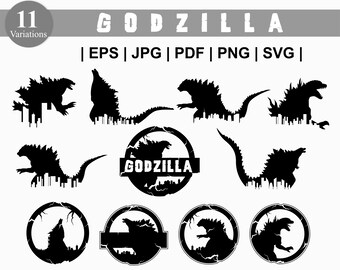 Godzilla SVG. Pacote Godzilla SVG. Paisagem urbana de Godzilla. Monstro Godzilla SVG. Distintivo Godzilla. Godzilla Png Dxf Silhueta Cricut - Arquivo De Corte