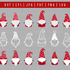 Little Gnomes SVG Bundle. Weihnachtswichtel SVG. Winter Gnomes Outline png Cricut. Weihnachtswichtel Winterurlaub. Niedliche Wichtel Instant Download