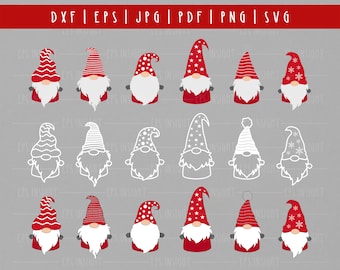 Little Gnomes SVG Bundle. Weihnachtswichtel SVG. Winter Gnomes Outline png Cricut. Weihnachtswichtel Winterurlaub. Niedliche Wichtel Instant Download