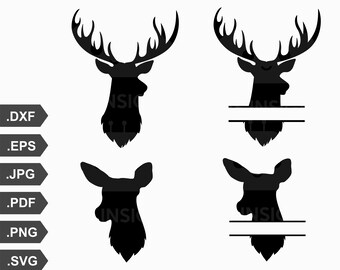Deer Head Split Monogram. Deer Head Name. Elk Head Monogram svg. Deer head Name Frame. Deer Head cricut cut file. Deer Hunting Silhouette