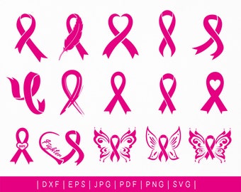 Ruban rose Cancer svg. Lot svg ruban de sensibilisation. Cancer du sein SVG. Svg papillon rose Cancer. Ruban Survivor png pour fichier de coupe Cricut