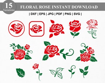 Bouquet de fleurs de rose svg. Rose SVG. Silhouette rose. Rose rouge svg. Paquet floral svg. Fleur SVG. Fleur de rose svg png dxf cricut fichier coupé