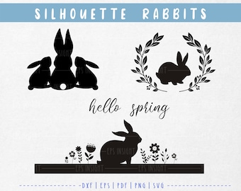 Coelho Flor svg. Coelho Floral svg. Coelho Silhueta Pacote. Coelho Primavera svg. Coelho Coelho Floral Primavera Silhueta para Corte Arquivo Cricut