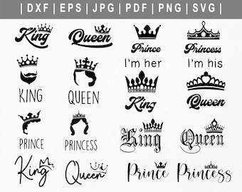 Queen and King svg. King SVG. Queen SVG. Couple Crown. Queen King Crown svg. Family Shirt svg. Prince Princess SVG. Queen King png Cricut