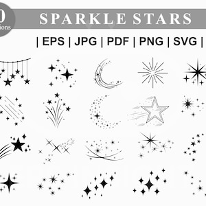 Sparkle Stars bundel svg. Ster sparkle svg. Magische Sparkle-svg. Star Moon-svg. Sparkle ster silhouet svg dxf png voor cricut gesneden bestand