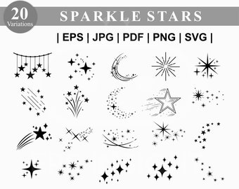 Sparkle Stars Bundle svg. Star sparkle svg. Magic Sparkle svg. Star Moon svg. Sparkle star silhouette svg dxf png for cricut cut file