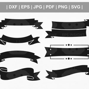 Cricut 用リボン バナー PNG シルエット。バナー SVG バンドル。リボン SVG バンドル。フィエスタ バナー SVG。テキスト リボン SVG。カット ファイル用スクロール SVG