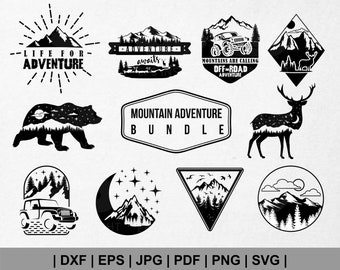 Adventure svg bundle. Mountain Adventure svg. Geometric Mountain svg. Jeep Adventure Nature Landscape Outdoor Camping for Cricut Cut file