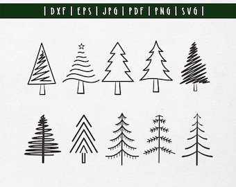 Kiefer handgezeichnete svg. Weihnachtsbaum svg. Weihnachten Kiefer Hand gezeichnete Silhouette PNG Cricut. Baum Linie Kunst svg. Winter Natur Baum svg