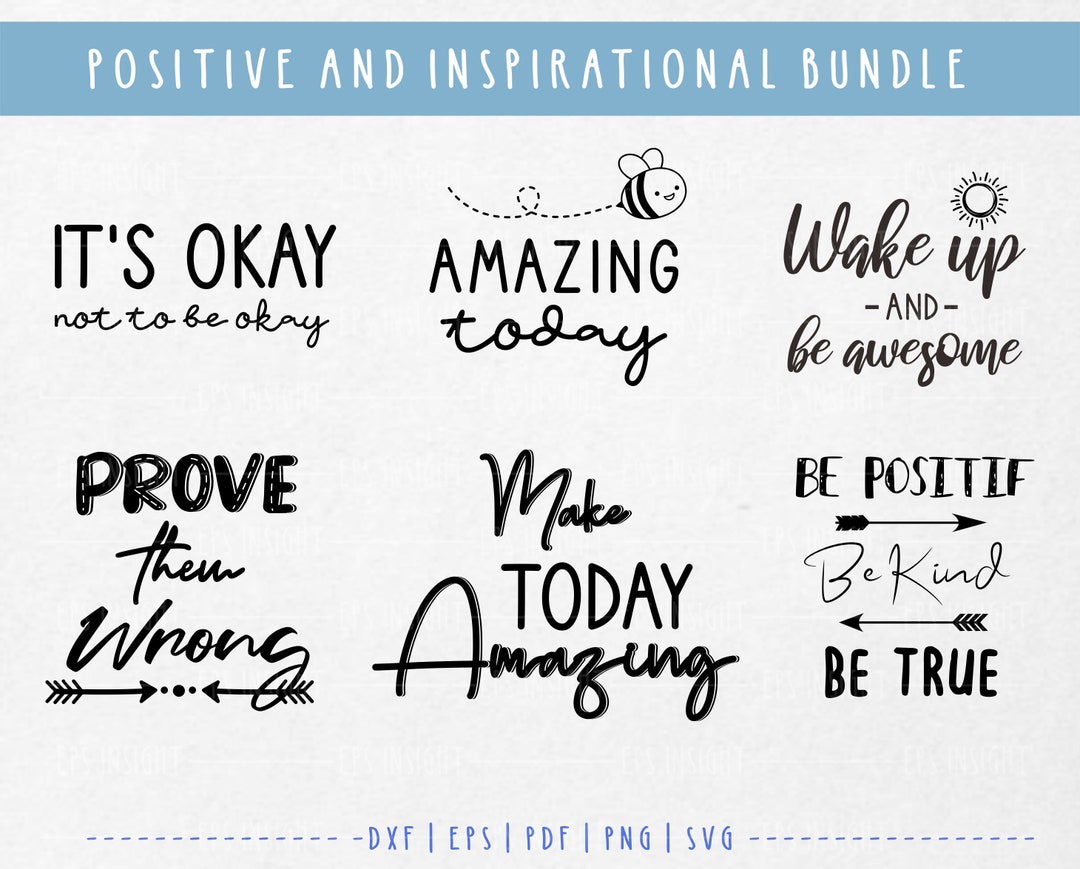 Positive Inspirational Quotes Svg Bundle. Motivational Quotes - Etsy