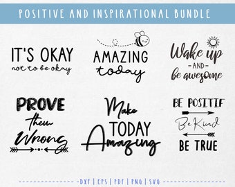 Pacote de Citações Inspiradoras Positivas Svg. Citações Motivacionais svg. Silhueta de Ditado Inspirador. Citação de Afirmação Png Cricut Cut file