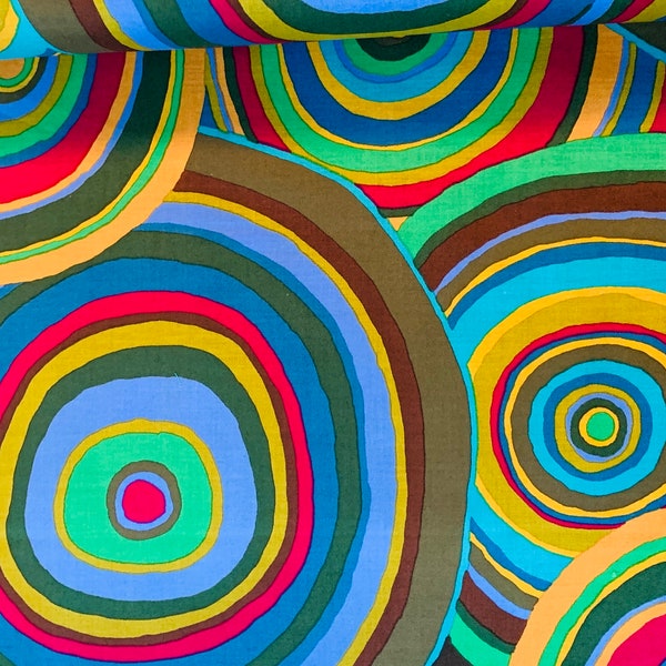 Targets -Green by Kaffe Fasset | 85 & Fabulous, Free Spirit Fabrics| Colorful| Vibrant| Nature inspired | Geometric | Circles |