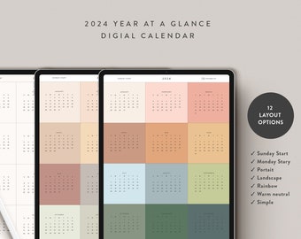Digitale jaarkalender 2024 iPad downloaden