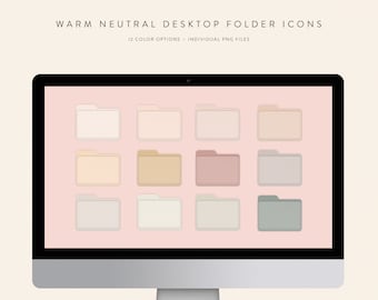Iconos de carpetas de escritorio neutros calientes — Descarga digital instantánea — Mac y PC