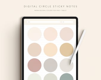 Notas adhesivas de círculo digital — Neutral cálido — Descarga digital instantánea — Notability GoodNotes Xodo