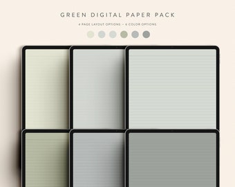 Paquete de papel digital verde — Descarga digital instantánea — Notability GoodNotes Xodo
