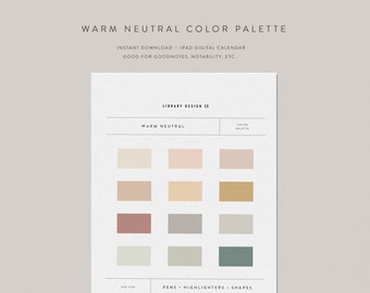 Paleta de colores neutros cálidos — Descarga digital instantánea — Notability GoodNotes Xodo