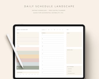 Planificador diario sin fecha para iPad Descargar horizontal: 10 opciones de color: Notability GoodNotes Xodo