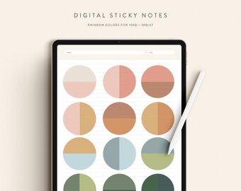 Notas adhesivas de círculo dividido digital — Arco iris — Descarga digital instantánea — Notability GoodNotes Xodo