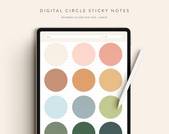 Digital Circle Sticky Notes — Rainbow — Instant Digital Download — Notability GoodNotes Xodo