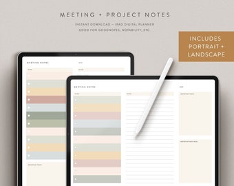 Meeting + Project Notes iPad Download — 10 Color Options — Notability GoodNotes Xodo
