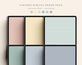 Vintage Digital Paper Pack — Direct digitaal downloaden — Opmerkelijkheid GoodNotes Xodo