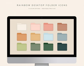 Rainbow Desktop Folder Iconen — Instant Digital Download — Mac en PC