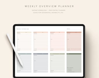Descarga para iPad del planificador general semanal: 10 opciones de color — Notability GoodNotes Xodo