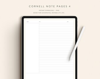 Cornell Notes 4 Student Printable Download — Instant Digital Download — Notability GoodNotes Xodo