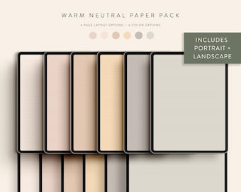 Paquete de papel digital neutro cálido — Descarga digital instantánea — Notability GoodNotes Xodo
