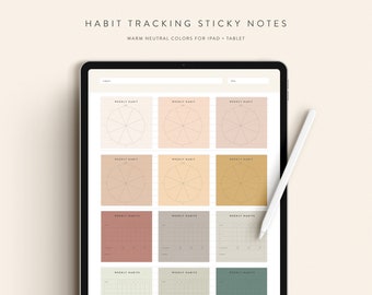 Habit Sticky Digital Sticky Notes — Warm Neutral — Instant Digital Download — Notability GoodNotes Xodo