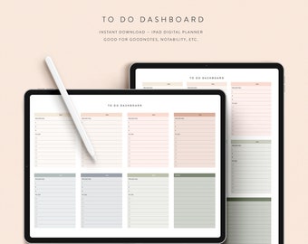 To Do Dashboard — 10 Color Options — Notability GoodNotes Xodo