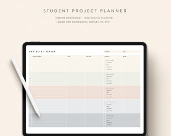 Student Project and Paper Planner Download — Instant Digital Download — Notability GoodNotes Xodo