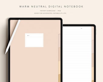 Cuaderno digital neutro cálido — Descarga digital instantánea — Notability GoodNotes Xodo