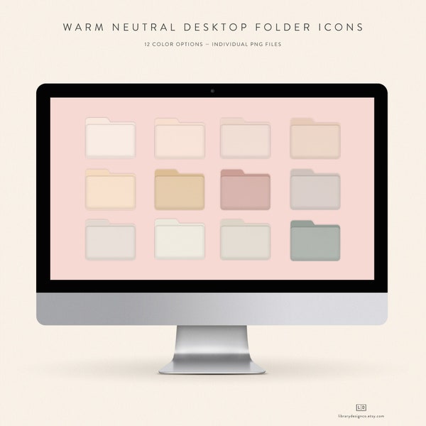 Warm Neutral Desktop Folder Icons — Instant Digital Download — Mac and PC